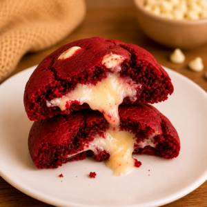 Red Velvet com Recheio de Ganache Branco e Gotas de Chocolate Branco
